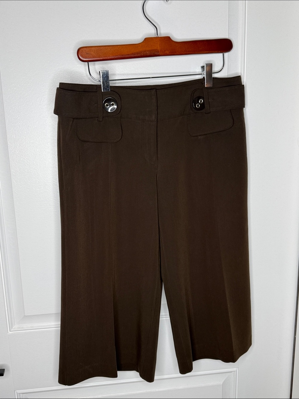High-Rise Wide-Leg Capris — Brown